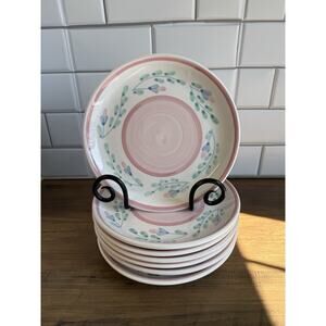 Caleca Italian Pottery Girasole Salad Plates 8" Pink Set of 7